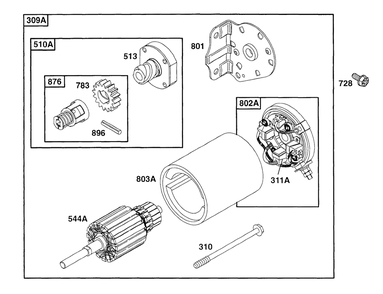 Electric Starter 2 Diagram and Parts List for 176432-0117-XX  Briggs and Stratton Engine